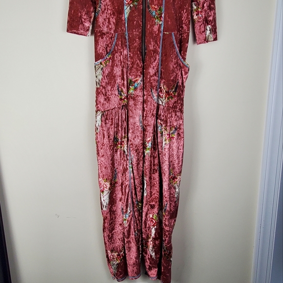 Autumn Teneyl Angel Pink Floral Jumpsuit Velour Sustainable Organic size Small - Picture 6 of 13